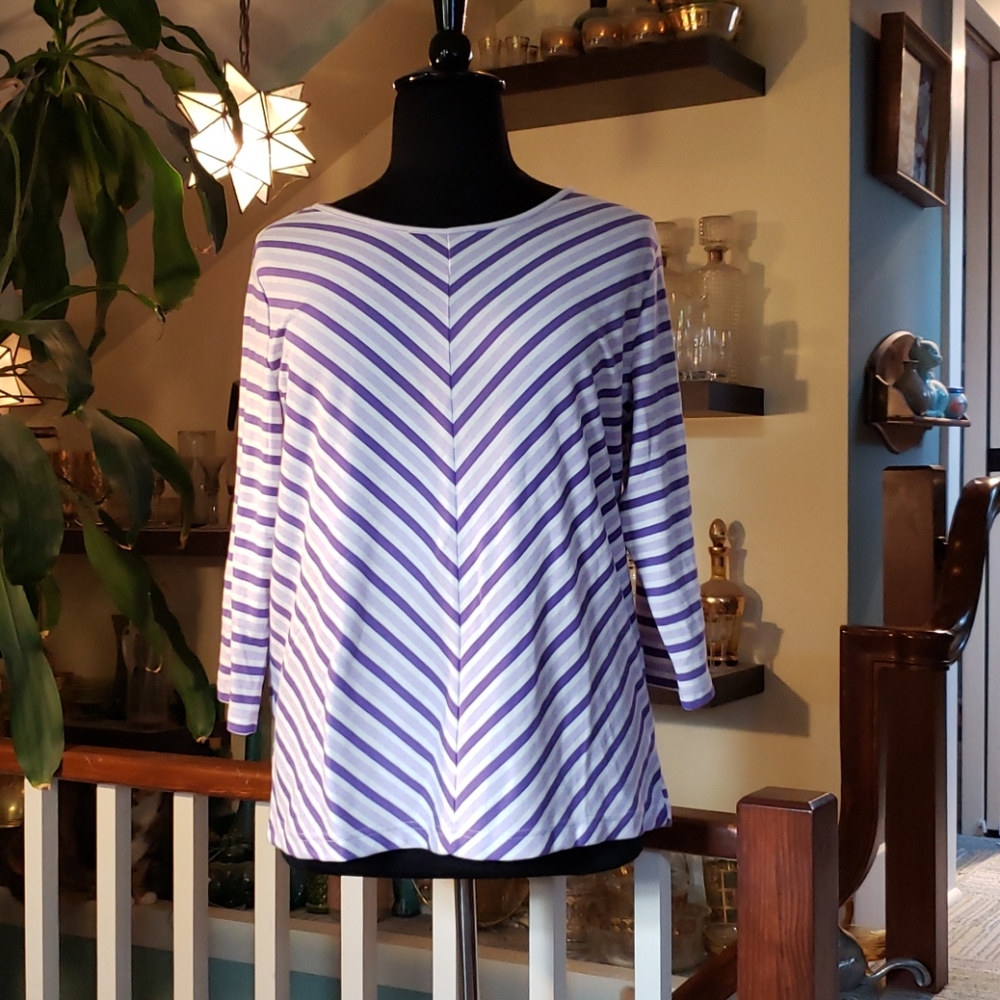 Ultra Soft Womans Purple And White Striped tunic
